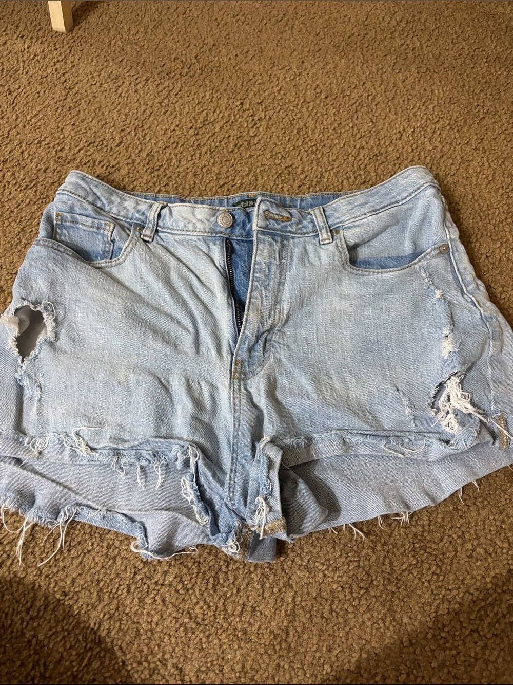 Light Blue Distressed Denim Shorts